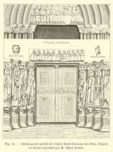 Tidligere stor portal til Saint-Germain des Pres-kirken, fra en tegning gjengitt av M Albert Lenoir av French School