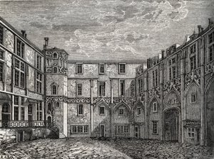 Ancien hotel de la Tromoille, rue des Bourdonnais, Paris (1. arr) Gravering i "" Fysisk, sivil og moralsk historie i Paris: fra de første historiske tider til i dag" av Jacques Antoine Dulaure av French School