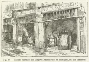 Tidligere Lingeres massegrav, omgjort til butikker, rue des Innocents av French School