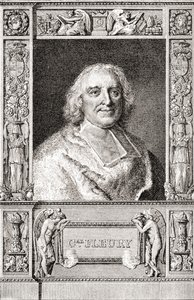 André-Hercule de Fleury, biskop av Fréjus, 1653 1743. Fransk kardinal og sjefsminister for Ludvig XV. Fra Les Heures Libres utgitt 1908. av French School