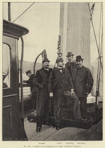 Andree og hennes reisefølge, ombord på Svensksund (gravering) av French School