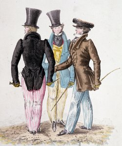 Anglomanere, menn i dress - litho av French School