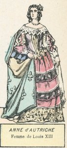 Anne av Østerrike, kone til Louis XIII (farget gravering) av French School