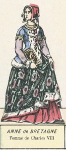 Anne av Bretagne, kone til Charles VIII (farget gravering) av French School