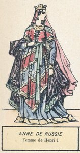 Anne av Russland, kone til Henry I (farget gravering) av French School