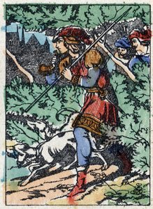 Anonymous illustration for “La belle au bois dormant”, tale by Charles Perrault (1628-1703), French writer. Wood engraving of Imaging Pellerin - Epinal, sd. Late 19th century. av French School
