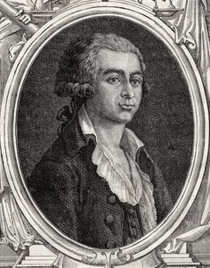 Antoine-Joseph Gorsas (1752-93) fra 'Histoire de la Revolution Francaise' av Louis Blanc (1811-82) (gravering) av French School