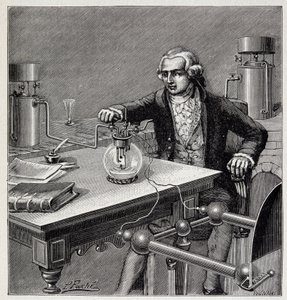 Antoine Laurent de Lavoisier (1743-1794) leder et eksperiment - i "Popular Physics" av Emile Desbeaux av French School