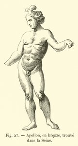 Apollo, i bronse, funnet i Seinen (gravering) av French School