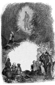 Appearance of the Virgin Mary to Bernadette Soubirous (1844-1879) in the cave of Lourdes, Hautes Pyrenees (65) av French School