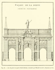 Steinbue eller Porte Saint-Antoine, ombygd av Blondel i 1672, revet i 1788 av French School