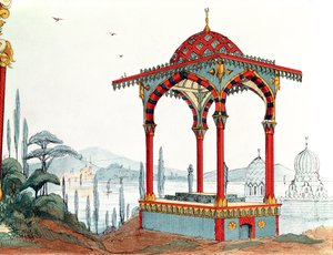 Arkitektonisk skisse i Tyrkia, slutten av 1800-tallet (penn og blekk og farge på papir) av French School