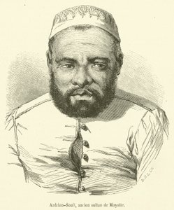 Adrian-Souli, gammel sultan av Mayotte (gravering) av French School