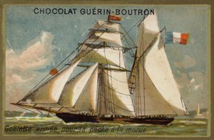 Bevæpnet torskeskuter (chromolitho) av French School