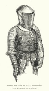 Rustning fra Royal Armory of Madrid, Spania (gravering) av French School