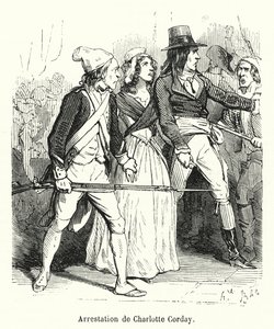 Arrestasjon av Charlotte Corday (gravering) av French School