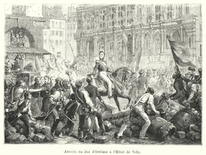 Ankomst av hertugen av Orleans på Hotel de Ville (gravering) av French School