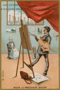 Kunstner som maler en sittende kvinne. av French School