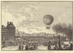 Charles og Roberts himmelfart til Tuileriene, 1. desember 1783 (gravering) av French School