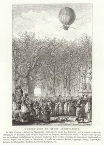Ascent of the Montgolfier Brothers Aerostatic Globe, Paris, 1. desember 1783 av French School