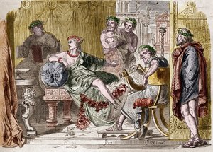 Aspasia av Miletus den greske kurtisanen fra det 5. århundre f.Kr. Gravering av French School