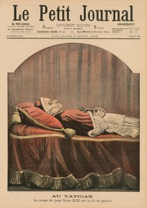 I Vatikanet, pave Leo XIII liggende i stat, forsideillustrasjon fra 'Le Petit Journal', tilleggsillustre, 2. august 1903