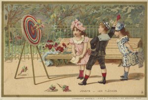 Au Bon Marche-kort med barnespill av French School