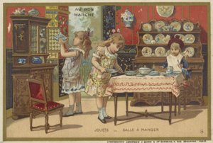 Au Bon Marche-kort med barnespill av French School