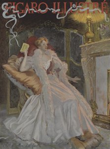 Au coin du feu (Ved bålet). Omslag til Le Figaro Illustre, januar 1896 (farge litho) av French School