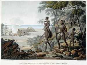 Australsk aboriginal familie på reise av French School