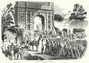 Østerrikske tropper kommer inn i Milano, Italia, 6. august 1848 (gravering) av French School