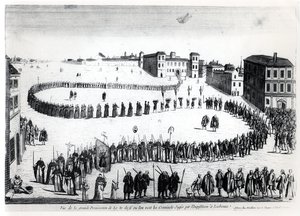 Auto da Fe in Lissabon, Mitte 18. Jahrhundert von French School