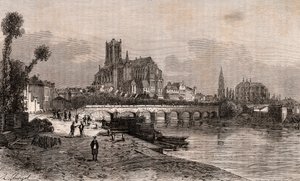 Auxerre - Bourgogne-Franche-Comte - gravering i "La France illustrée: geografi, historie, statistisk administrasjon" av VA Malt-Brown. 1884 av French School