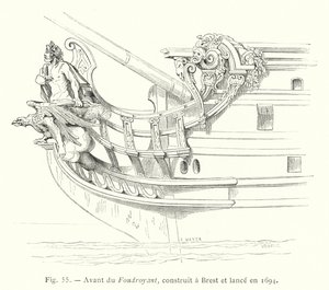 Avant du Foudroyant, bygget i Brest og lansert i 1694 (gravering) av French School