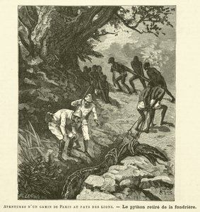 Eventyr av en gutt fra Paris i løvenes land (gravering) av French School
