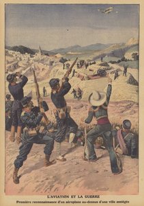 Luftfart i krig (farge litho) av French School
