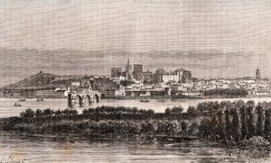 Avignon i Vaucluse - gravering i "La France illustrée: geografi, historie, statistisk administrasjon" av V.A. Malt-Brown. 1884 av French School