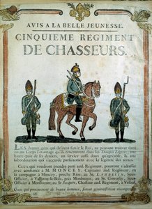 Avis à la Belle Jeunesse, rekrutteringsplakat for 5. jegerregiment 1700-tallet. Paris, Musee de l