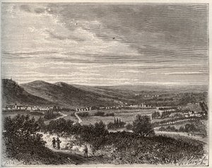 Ay et la montagne de Reims - avdeling av Marne - gravering i "La France illustree: geografi, historie, statistisk administrasjon" av V.A. Malt-brun. 1884 av French School
