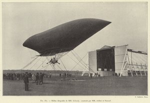 Dirigible ballong av MM Lebaudy, bygget av MM Julliot og Surcouf (gravering) av French School
