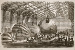 Ballongfabrikk, illustrasjon fra Cassells historie om krigen mellom Frankrike og Tyskland, 1870-1871 av French School