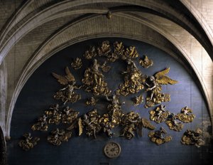 Barokk arkitektur: dekor (1600-tallet). Vegg på baksiden av skipet til Church of Our Lady of the Angels (Our Lady of the Angels). L