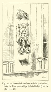 Basrelieff over inngangsdøren til det tidligere Saint-Michel college, rue de Bievre, 12 av French School