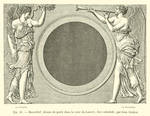 Basrelieff, over døren på gårdsplassen til Louvre, østside, av Jean Goujon av French School