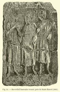 Funerary bas-relieff funnet, nær Saint-Marcel, 1882 av French School