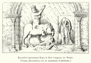 Basrelieff som representerer Pepin den korte erobreren av Waifer (gravering) av French School