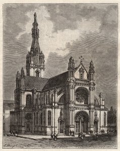 Basilique Sainte-Anne (Sainte Anne) d'Auray (1866-1872) - lokalisert ved Sainte-Anne-d'Auray i Bretagne - gravering i "La France illustrée: geographie, histoire, administrationstatistique" av VA Malt-Brown. 1884 av French School