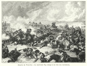 Slaget ved Waterloo, marskalk Ney anfaller i spissen for kurasserne (gravering) av French School