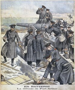 Batteri, forsvar av Port Arthur, illustrasjon fra le Petit Journal: Supplement Illustre, 27. mars 1904 av French School