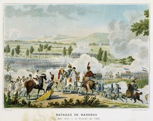 Slaget ved Marengo (Piemont - Italia) 14. juni 1800, hvor Bonaparte vant seier over østerrikerne. av French School